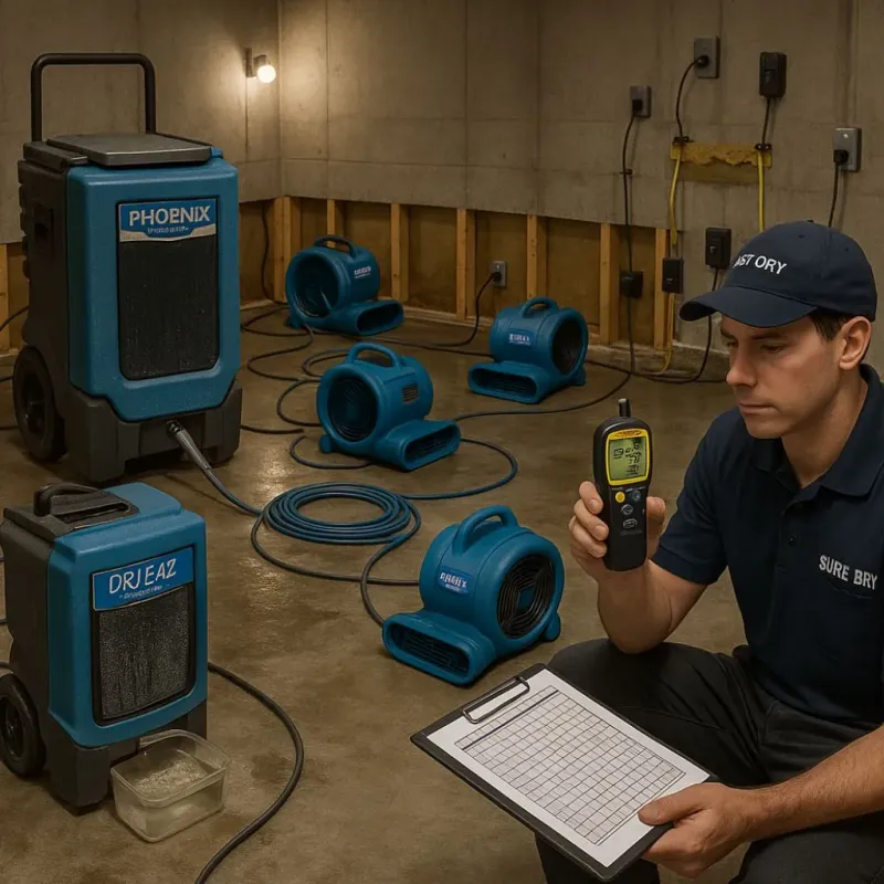Structural Drying and Dehumidification process in Durham, CA